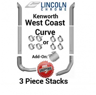 Kenworth W900L T600 T800 W900A W900B 8 Inch West Coast Curve Lincoln Exhaust Package