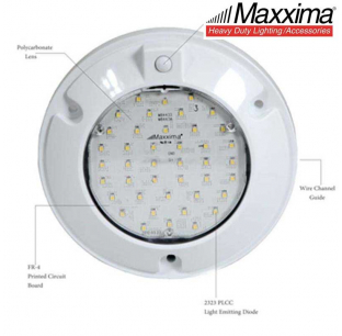 6 Inch Interior Dome Light with Motion Sensor, 900 Lumens, 12VDC, Thin Low Profile Design, Fits Most Makes and Models