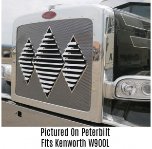 Kenworth W900L Triple Diamond Louvered Grille - High-Quality Fit for Kenworth W900L