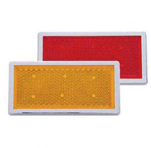 Rectangular Quick Mount Reflector with Chrome Bezel, Amber/Red Lens, 3.5x1.75 Inch, Fits Most Trucks, United Pacific