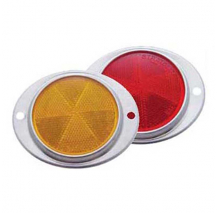 3 3/16 Round Reflector with Aluminum Mounting Base - Amber or Red Lens - United Pacific