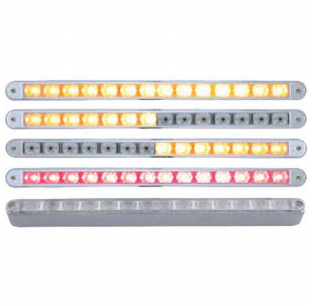 14 LED 12 Inch Auxiliary Strobe Light with Chrome Bezel - Clear Lens, Amber/Red LEDs, Adjustable Mounting