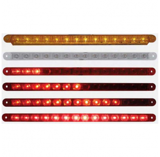 14 LED Sequential Auxiliary/Utility Light Bar - 12 Inch, Amber/Red LEDs, Clear Lens, Fits Most Trucks, United Pacific, 6-Month Warranty