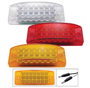 21 LED Rectangular Clearance/Marker Light with Amber, Red, or Clear Lens - United Pacific, 2-Year Warranty