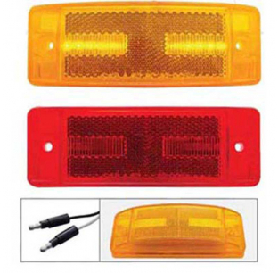8 LED Rectangular Clearance Marker Light with Amber or Red Lens - Hard Wired, Fits Most Trucks - United Pacific 2 Year Warranty