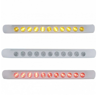 11 LED 17 Inch Turn Signal Light Bar with Chrome Bezel - Fits Most Trucks - Amber/Red LEDs - United Pacific