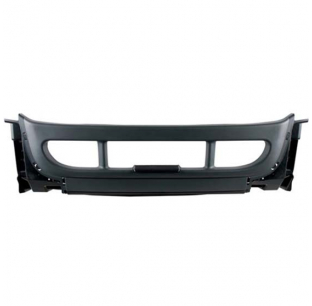 Freightliner Cascadia 113/125 Center Bumper Assembly with Front Cover and Inner Reinforcement, Black ABS, No Chrome Trim or Tow Holes