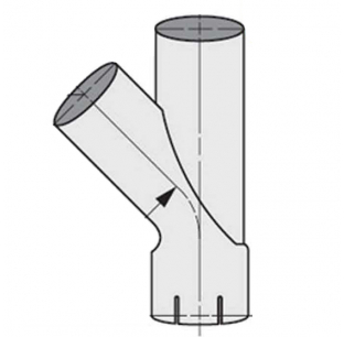 45 Degree Bare Exhaust Divider with Expanded and Slotted End, Part Numbers 34-400-45, 34L-400-45, 34-500-45, 34L-500-45