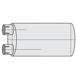 Dynaflex 88Q Style Muffler - Same Side In/Out, Available in Sizes 2 to 5 Inches, Part Numbers 88Q-200-250 to 88Q-500-121