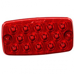 Rectangular Red Low Profile Surface Mount Stop/Tail/Turn Light, 14 LEDs, 4.6 x2.5 x0.4 , DOT/SAE Compliant, Maxxima 5-Year Warranty