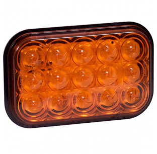 Rectangular Amber Park/Front/Rear Turn Light, 5.3 x3.4 x1.8 , 15 LEDs, DOT/SAE J1395, J222, 12.8VDC, Grommet Mount, PL-3 Connector