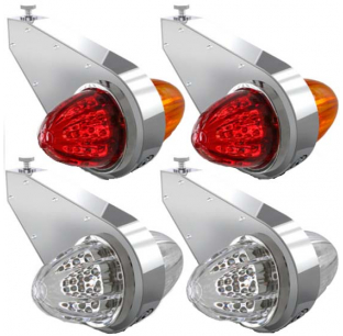 Icon MXT Watermelon LED Light with Chrome Billet Frame and Mirror Bracket - Universal Mount, Red/Amber LED Options