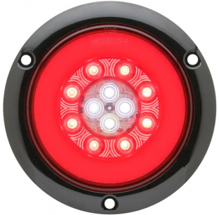 4 Inch Round 24 LED Red/White Stop/Turn/Tail/Back-Up Light with Dual Weathertight Connection
