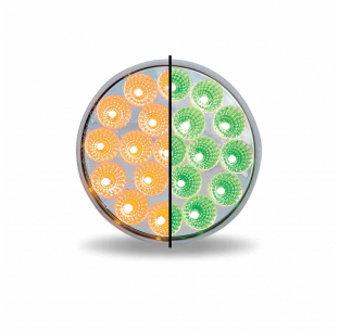 4 Inch 19 LED Dual Amber/Green Marker Light, Fits Standard Grommet, Dual Revolution Series, Trux, 3 Year Warranty