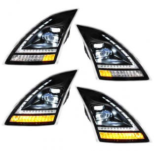 Full LED Headlight With Switchable Sequential Turn Signal For Volvo VNL