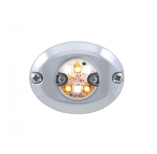 6 LED 1 Inch Split Color Warning Light - Amber/White, 19 Flash Patterns, 12V, Fits Most Trucks