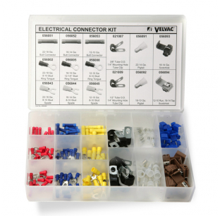 Electrical Connector Kit with 170 Assorted Fittings, Butt Connectors, Ring Tongues, Spades, and Tube Clips